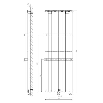 Sapho - Badrumsradiator COLONNA 1205W/230V 60x180 cm silver