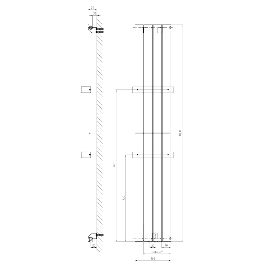 Sapho - Badrumsradiator COLONNA 614W230V 29x180 cm svart