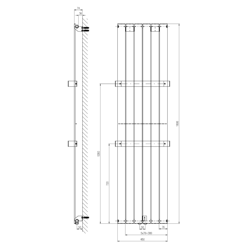 Sapho - Badrumsradiator COLONNA 910W/230V 45x180 cm silver