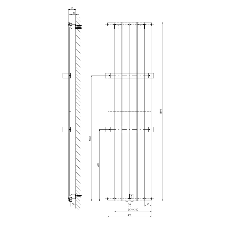 Sapho - Badrumsradiator COLONNA 910W/230V 45x180 cm vit