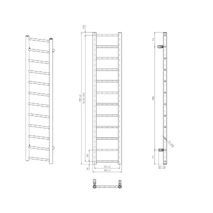 Sapho - Badrumsradiator DINA 278W 30x138 cm matt svart