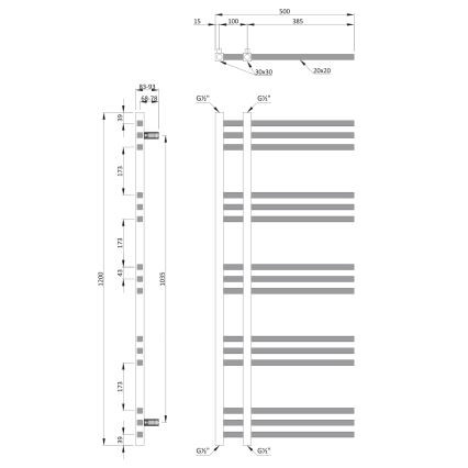 Sapho - Badrumsradiator MAGDALENA 408W/230V 50x120 cm blank krom