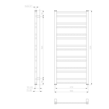 Sapho - Badrumsradiator METRO DOS 343W/230V 50x110 cm mattvit