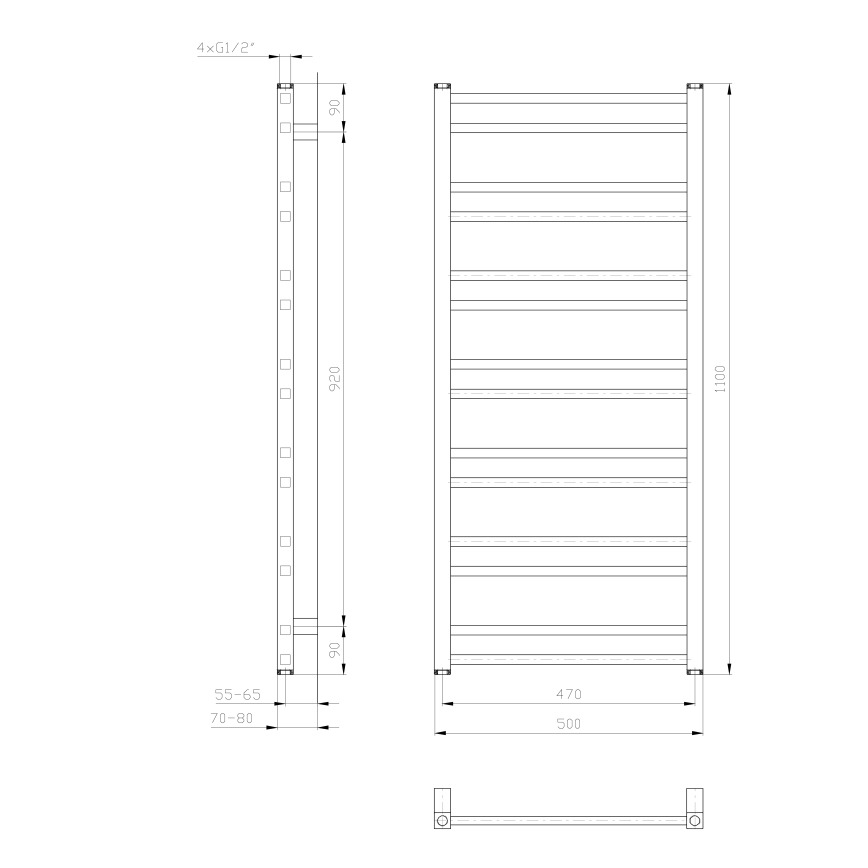 Sapho - Badrumsradiator METRO DOS 343W/230V 50x110 cm mattvit