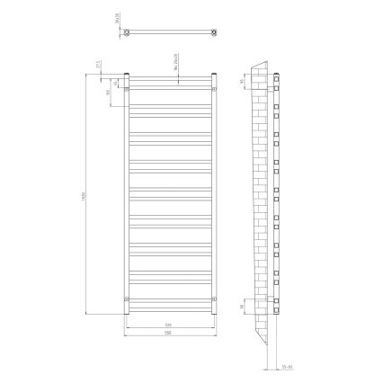 Sapho - Badrumsradiator METRO DOS 476W/230V 55x143 cm matt svart