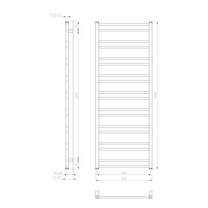 Sapho - Badrumsradiator METRO DOS 476W/230V 55x143 cm mattvit