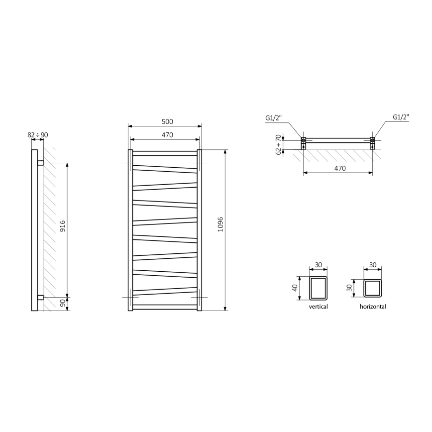 Sapho - Badrumsradiator ZIG 406W/230V 50x110 cm antracit