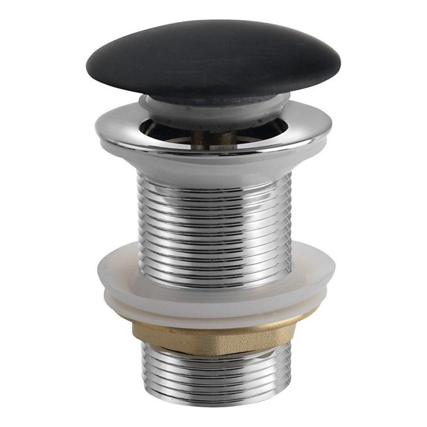 Sapho - Bottenventil Click-Clack BLOK Ø 6,7 cm marquin/matt svart