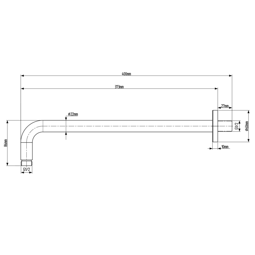 Sapho - Duscharm rund 40 cm matt svart