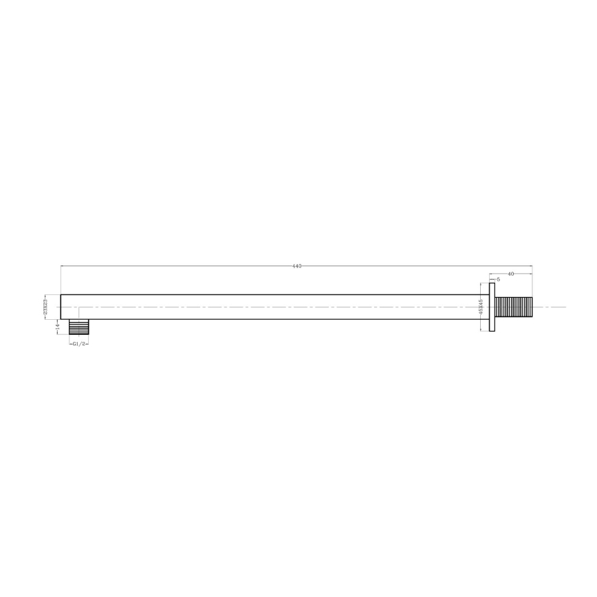 Sapho - Duscharm vinklat 44 cm skinande krom