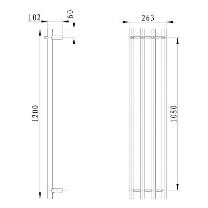 Sapho - Elektrisk handdukskena PAPINADO 85W/230V 120 cm skinande krom rätt