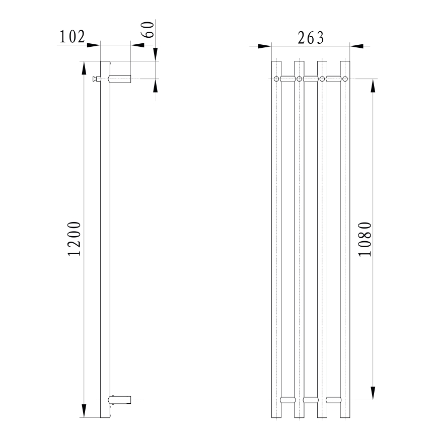 Sapho - Elektrisk handdukskena PAPINADO 85W/230V 120 cm skinande krom rätt