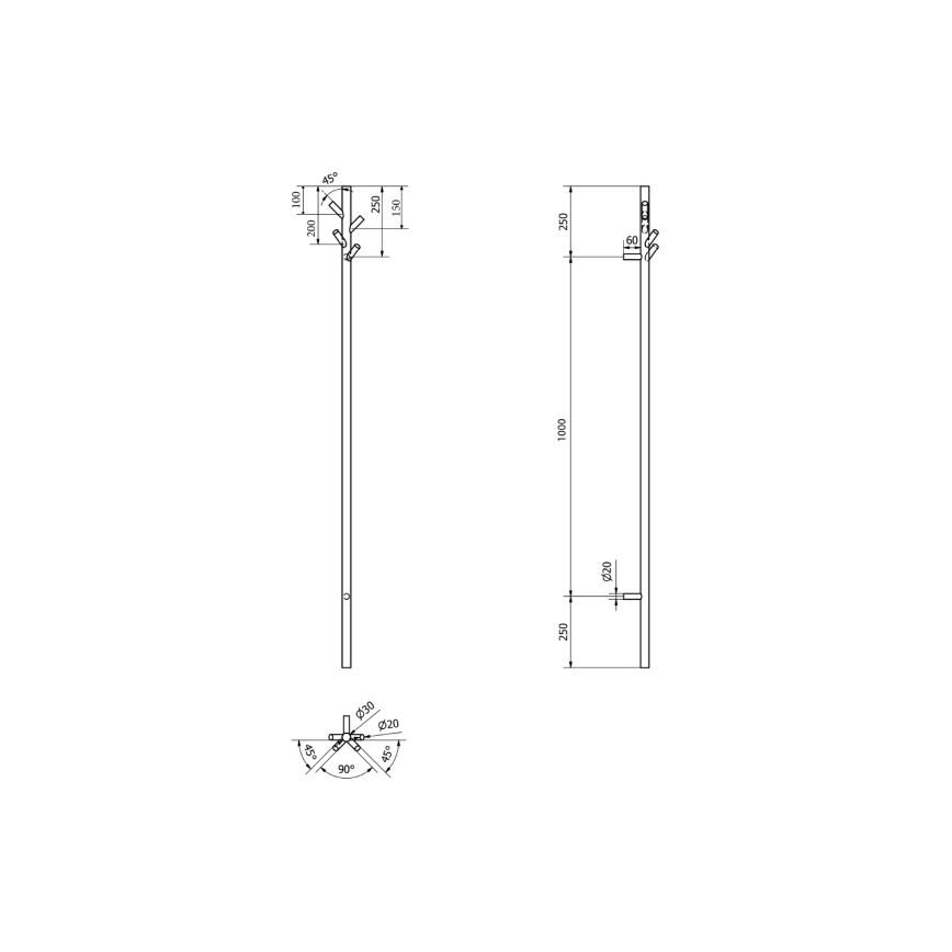 Sapho - Elektrisk handdukskena PASADOR 30W/230V 150 cm matt svart