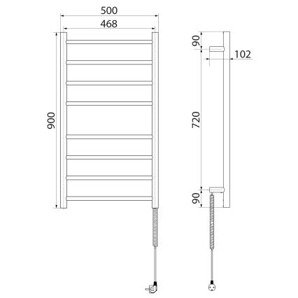 Sapho - Elektrisk handdukskena REDONDO 75W/230V 90 cm skinande krom rätt rund