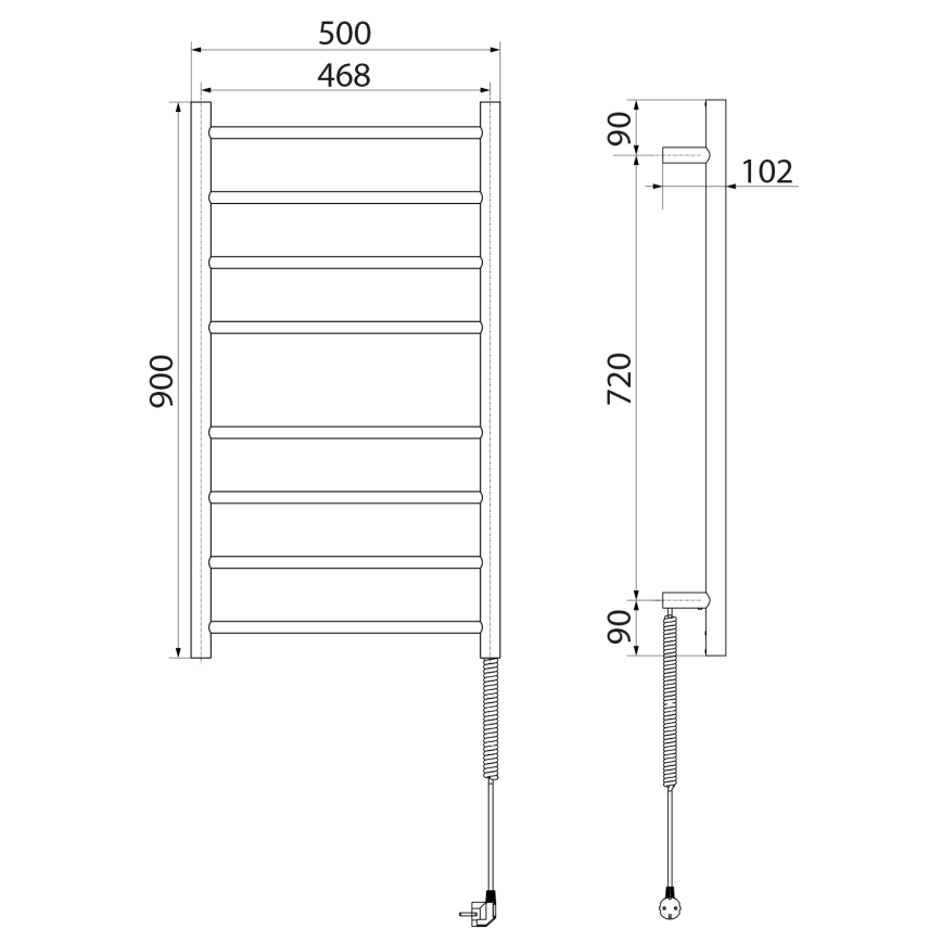 Sapho - Elektrisk handdukskena REDONDO 75W/230V 90 cm skinande krom rätt rund