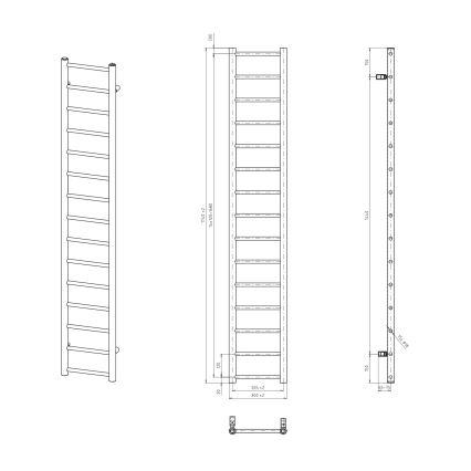 Sapho - Handdukstork DINA 335W 30x174 cm matt svart