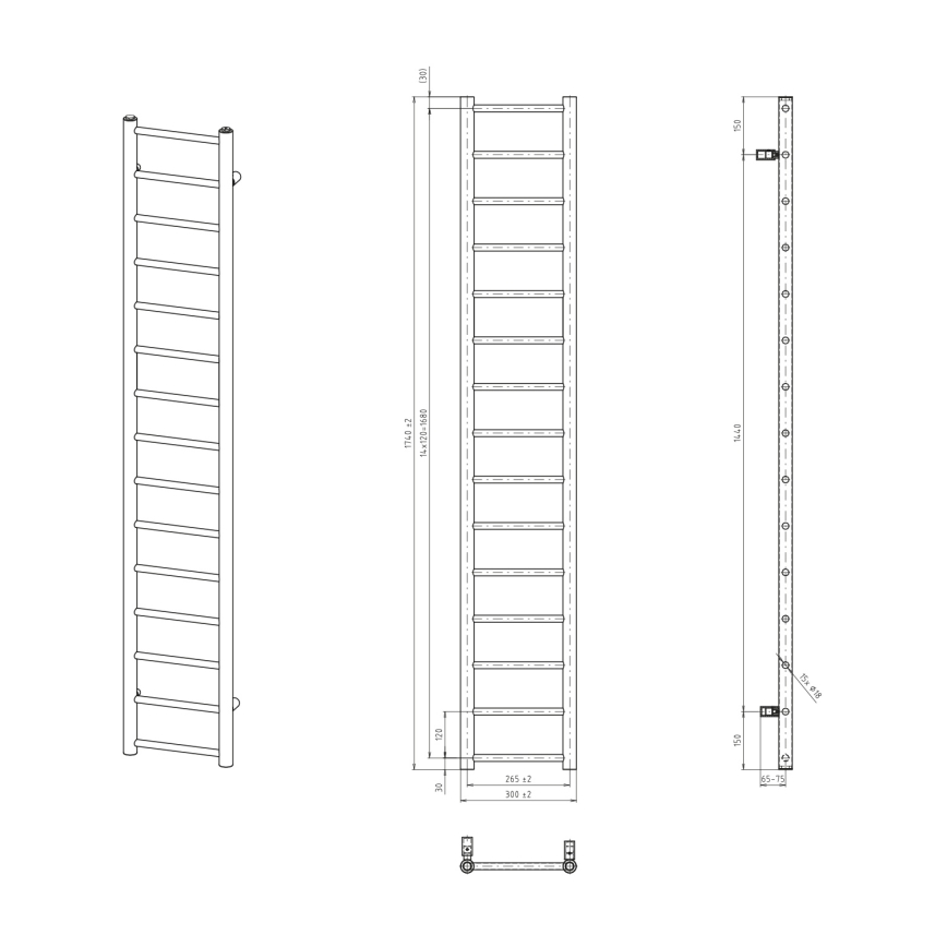 Sapho - Handdukstork DINA 335W 30x174 cm matt svart