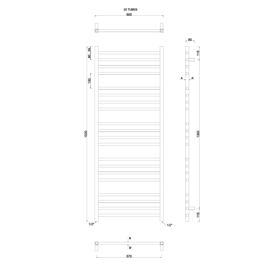 Sapho - Handdukstork METRO 497W/230V 60x153 cm blank krom