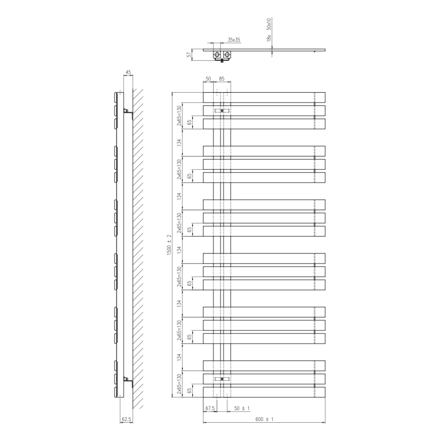 Sapho - Handdukstork SILVANA 680W/230V 60x150 cm vit