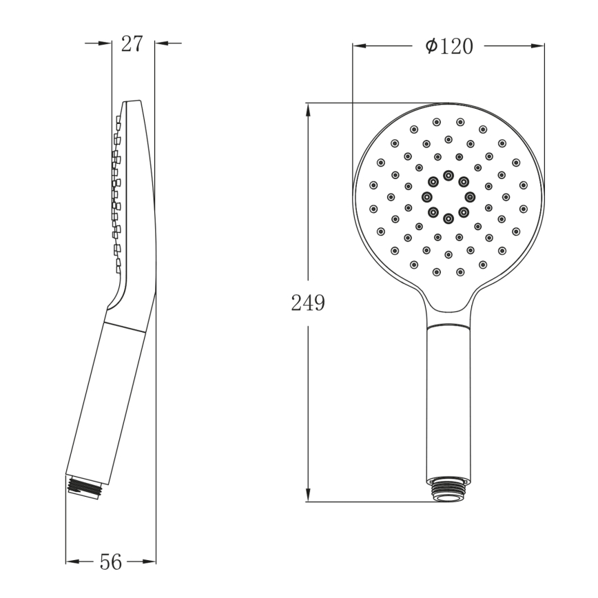 Sapho - Handheld roterande shower skinande krom