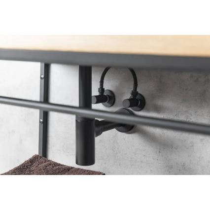 Sapho - Hörnventil med rund rosett/matt svart