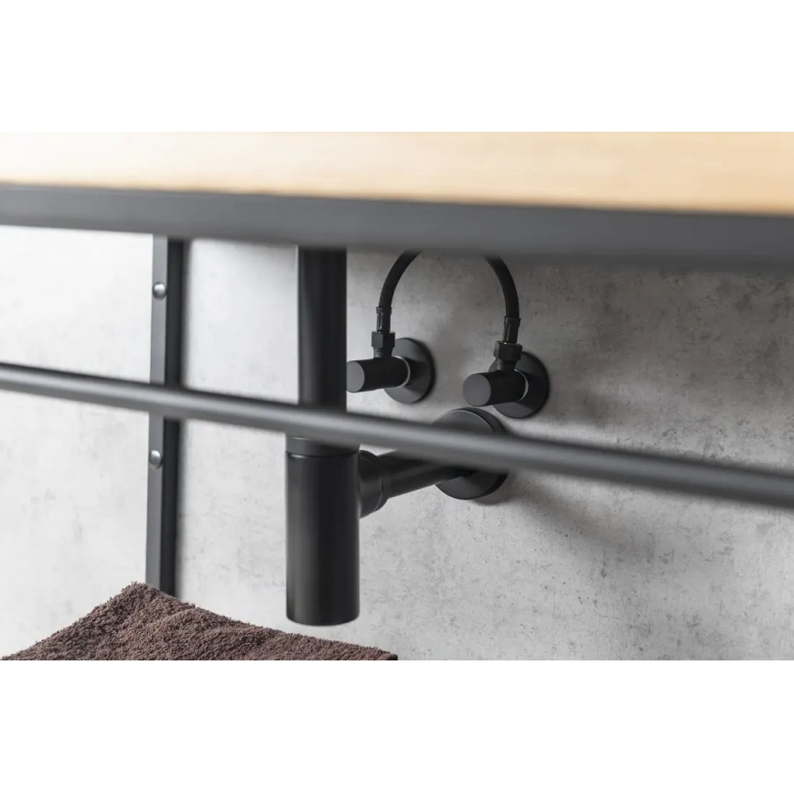 Sapho - Hörnventil med rund rosett/matt svart