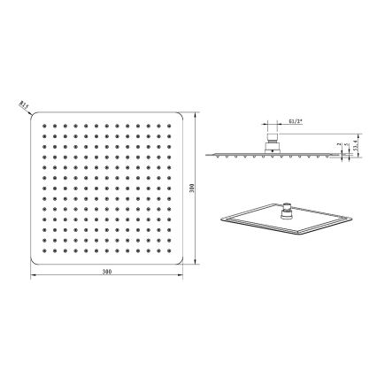 Sapho - Huvuddusch SLIM 30x30 cm polerad rostfri