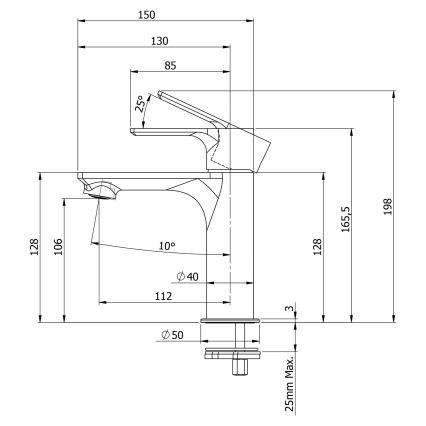 Sapho - Kran till handfat PAX 16,5 cm matt svart
