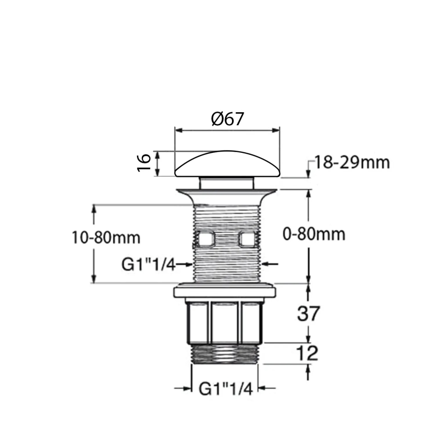 Sapho - Tvättställsbottenventil Click-Clack BLOK Ø 6,7 cm marmor/vit
