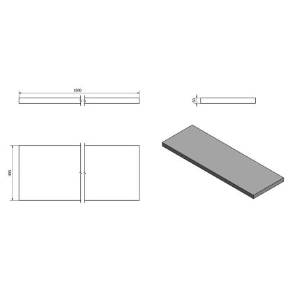 Sapho - Tvättställsskiva AVICE 150x49,5 cm grå/cement