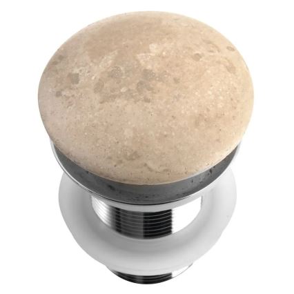 Sapho - Tvättställsventil Click-Clack BLOK Ø 6,7 cm, travertin/blank krom