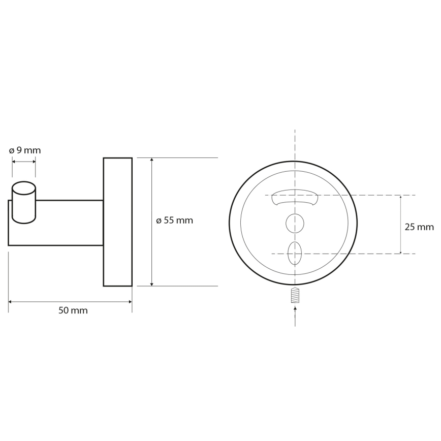 Sapho - X-ROUND dubbel väggkrok 5x5,5 cm svart