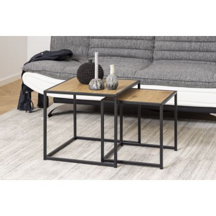 Sats med soffbord SARON 2 delar ek/svart