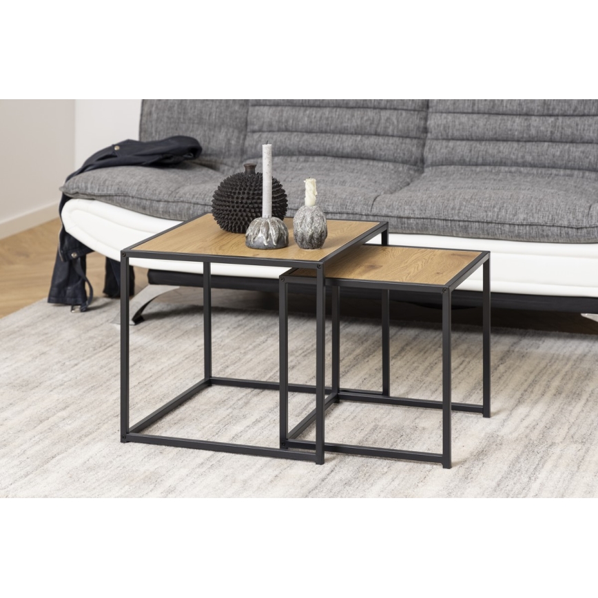 Sats med soffbord SARON 2 delar ek/svart