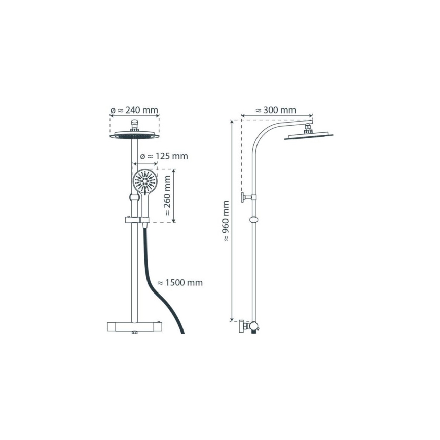 Schütte 60046 - Duschset med termostatblandare MADURA FRESH, blank krom