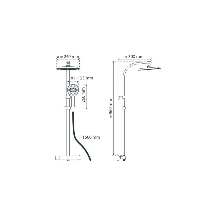 Schütte 60076 - Duschset med termostatblandare MADURA FRESH svart