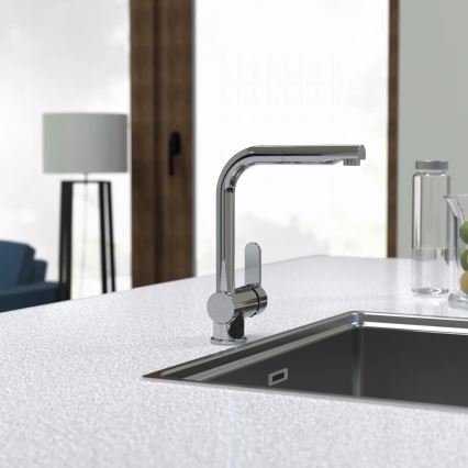 Schütte 79700 - Köksblandare med utdragbar handdusch LONDON blank krom