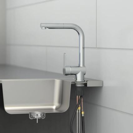 Schütte 79700 - Köksblandare med utdragbar handdusch LONDON blank krom