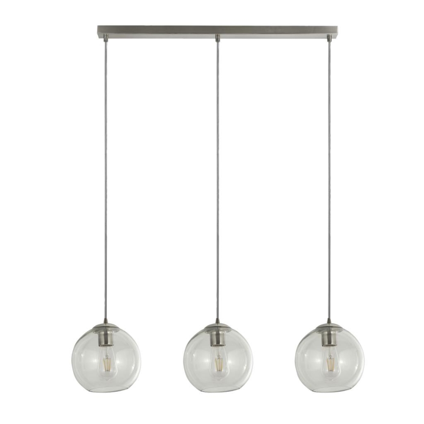 Searchlight - Ljuskrona med textilsladd PENDANT 3xE27/40W/230V matt krom