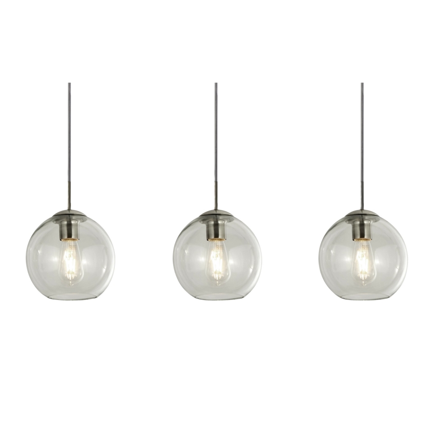 Searchlight - Ljuskrona med textilsladd PENDANT 3xE27/40W/230V matt krom