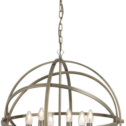 Searchlight - Kedjeupphängd taklampa ORBIT 6xE14/60W/230V mässing