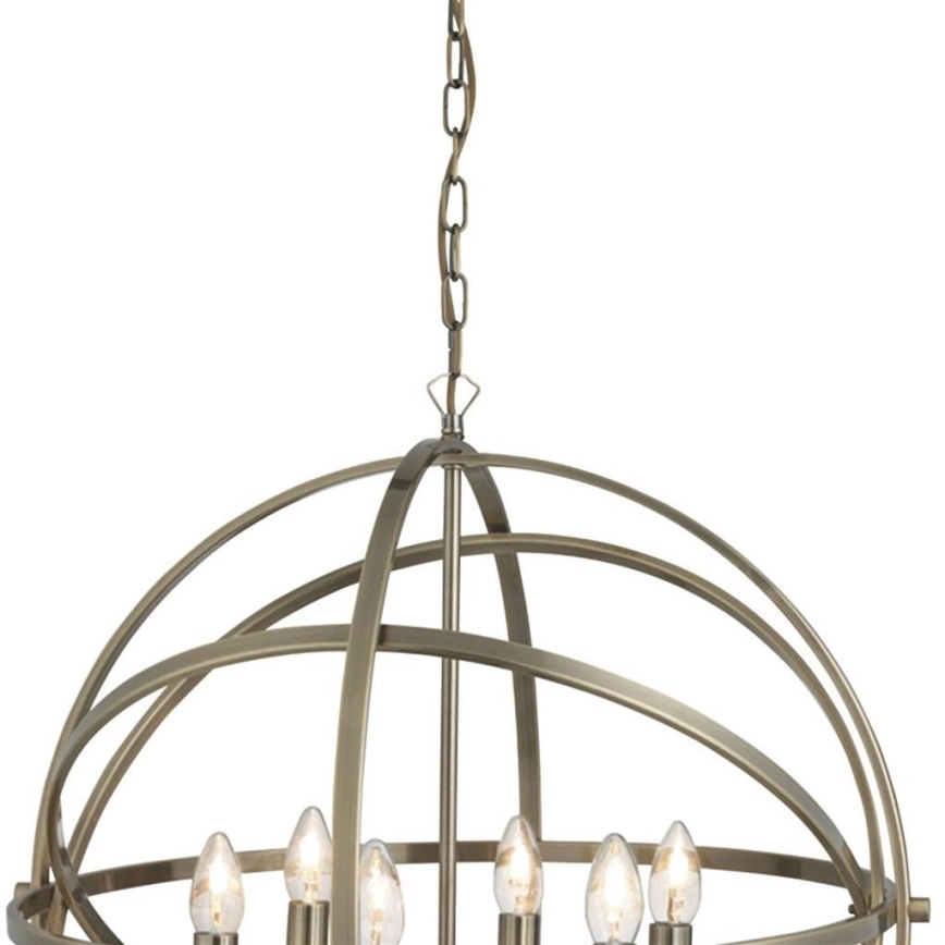 Searchlight - Kedjeupphängd taklampa ORBIT 6xE14/60W/230V mässing