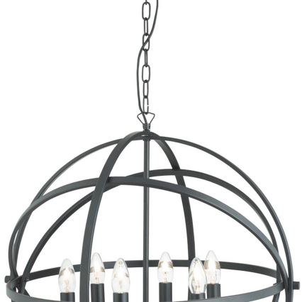 Searchlight - Kedjehängd ljuskrona ORBIT 6xE14/60W/230V svart