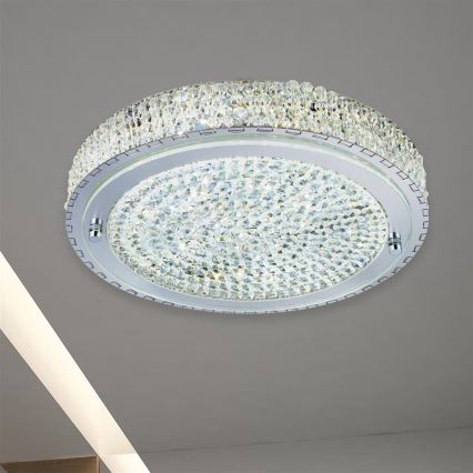 Searchlight - LED taklampa FLUSH LED/24W/230V diameter 40 cm krom