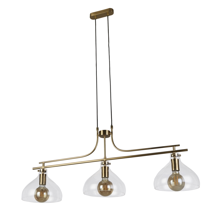 Searchlight - Ljuskrona med textilsladd MARGARITA 3xE27/60W/230V mässing