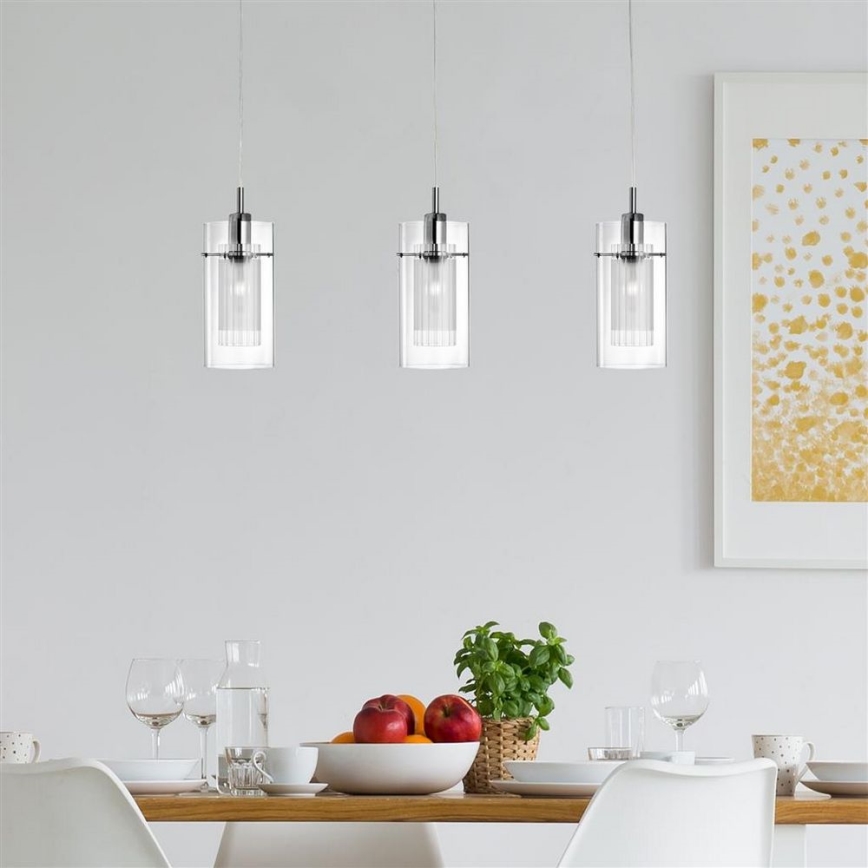 Searchlight - Ljuskrona med upphängningsrem DUO 3xE14/60W/230V skinande krom