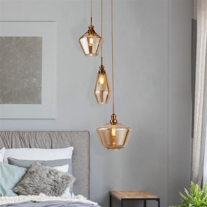 Searchlight - Ljuskrona med upphängningsrem MIA 3xE27/60W/230V mässing