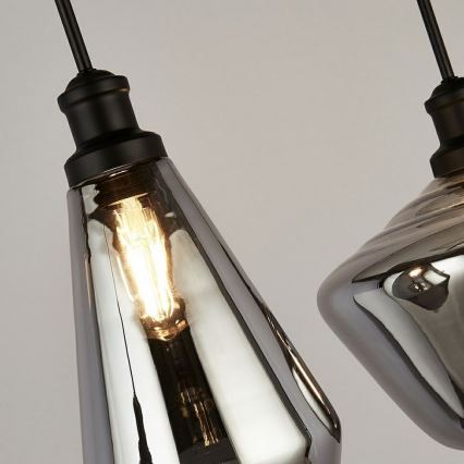 Searchlight - Ljuskrona med upphängningsrem MIA 3xE27/60W/230V svart