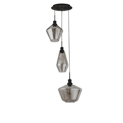 Searchlight - Ljuskrona med upphängningsrem MIA 3xE27/60W/230V svart