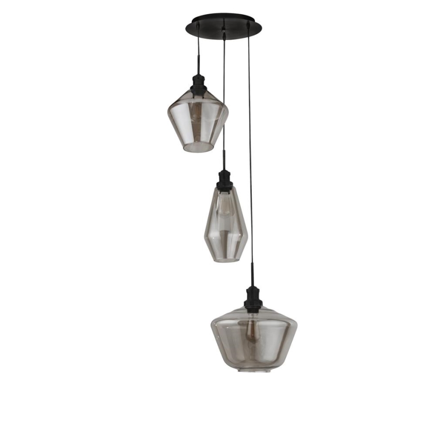 Searchlight - Ljuskrona med upphängningsrem MIA 3xE27/60W/230V svart